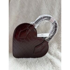 Windsor Burgundy Croc Embossed Heart Shaped Top Handle Crossbody Bag New